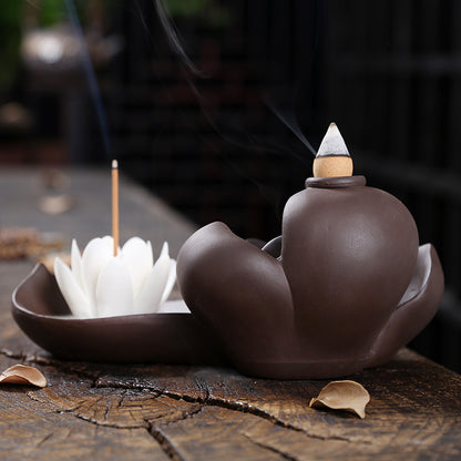 White Lotus Backflow Incense Burner