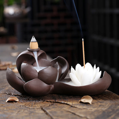 White Lotus Backflow Incense Burner