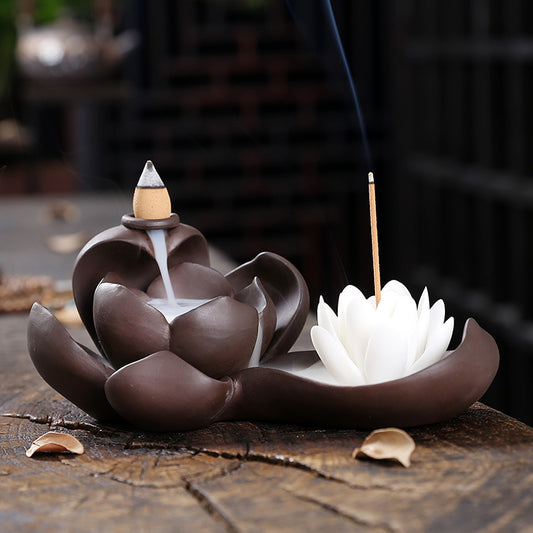 White Lotus Backflow Incense Burner
