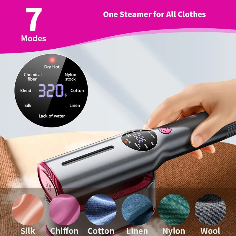 Dr.Flash Garment Steamer for Clothes, Portable Travel Clothing Steamer Iron, 7 Mode with LED Display, 5S Fast Heating, 90° Swivel Handle, New Year Gift,Summervibes