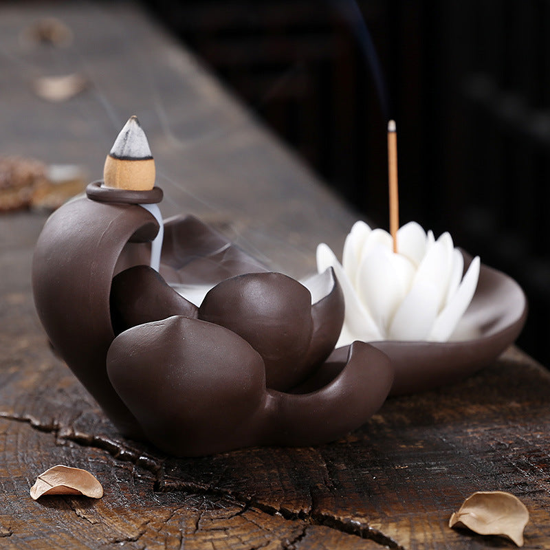 White Lotus Backflow Incense Burner